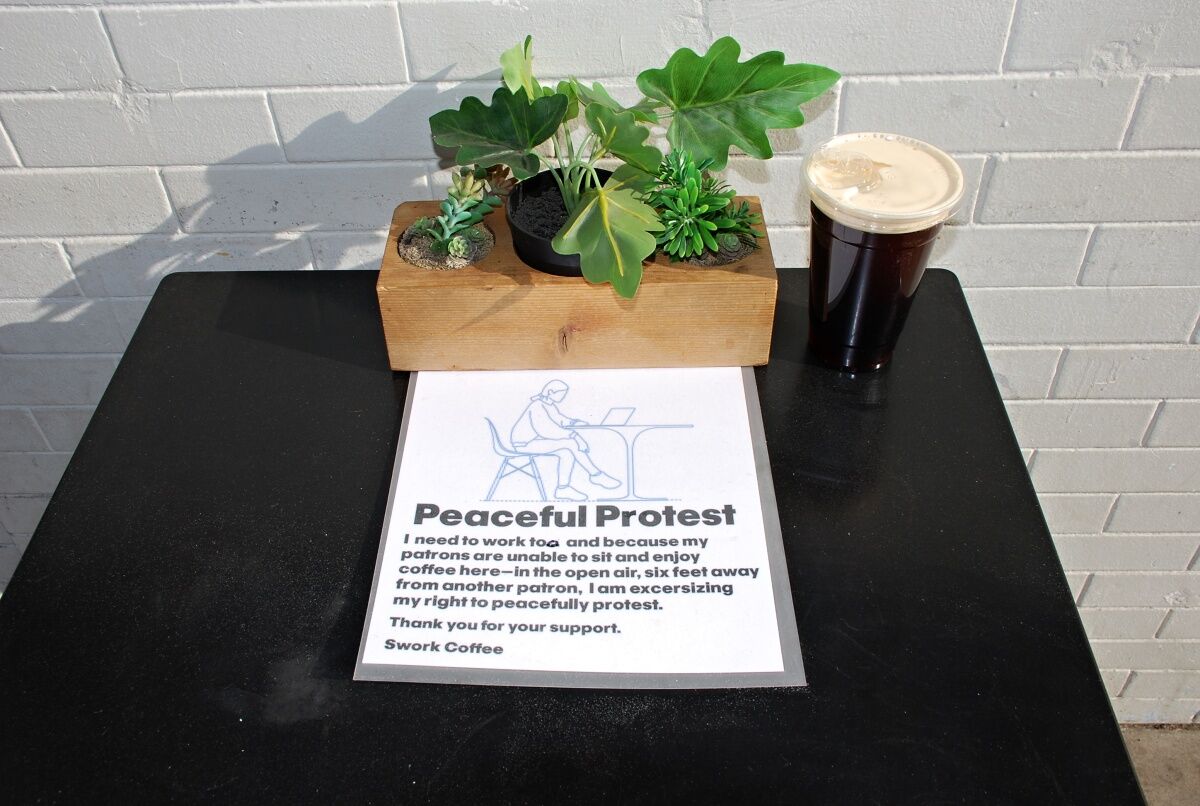 Eagle Rock stay-at-home protest table
